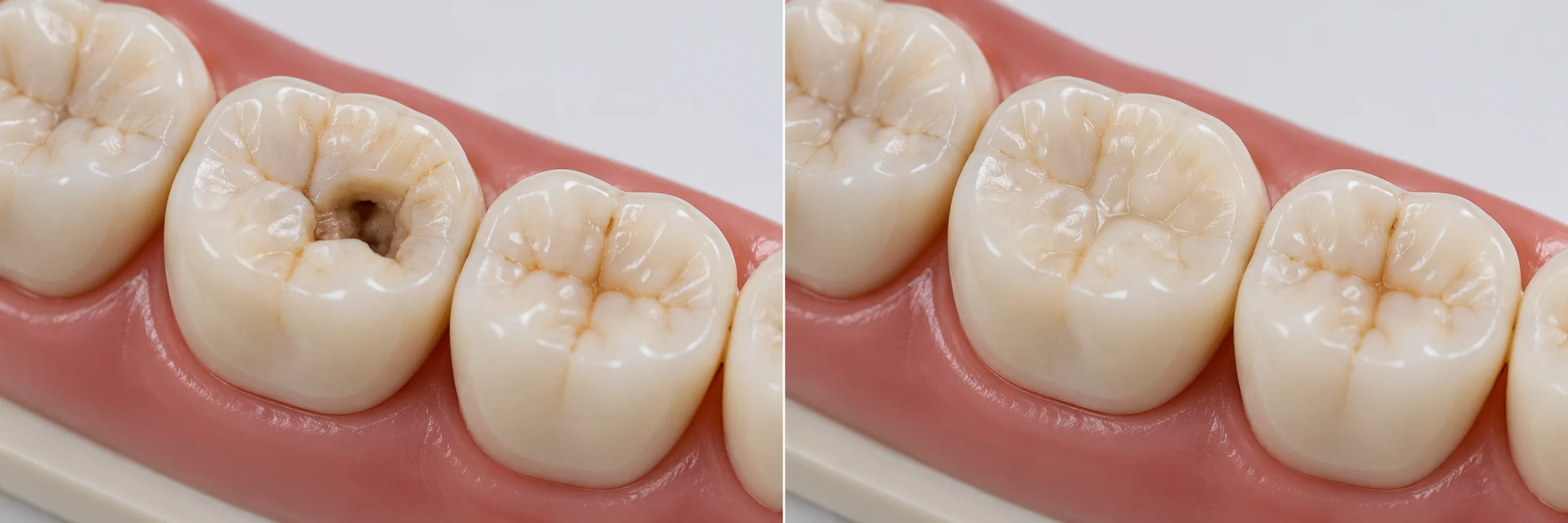 The same dental model with the molar's shape restored