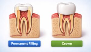 Root Canal Permanent Filling vs Crown